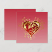 Gouden hart feestdagenkaart (Voorkant / Achterkant)