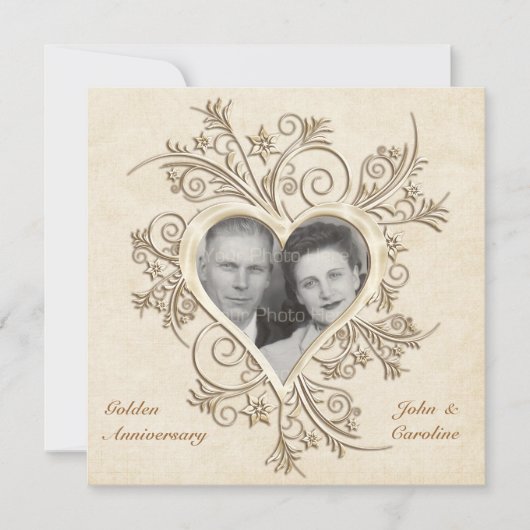 Gouden Hart Foto Uitnodiging 50-jarig jubileum (Voorkant)