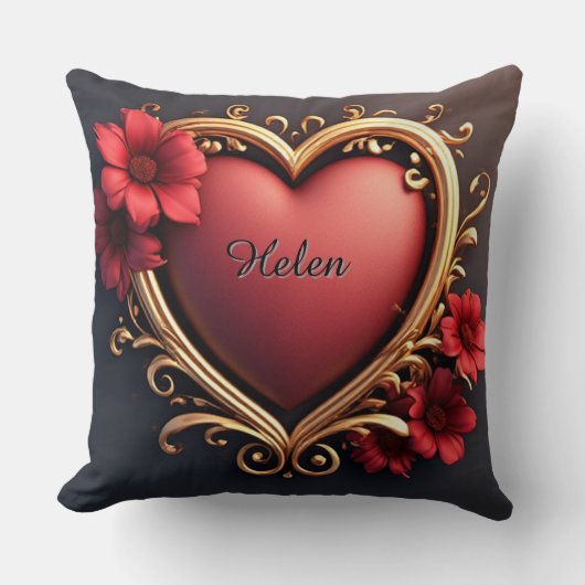 ❤️ Gouden Hart Frame Romantische Luxe Valentijns D Kussen (Voorkant)