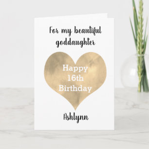 Gouden Hart Gelukkige 16de Verjaardagsgoddochter Kaart