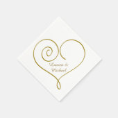 Gouden Hart Gepersonaliseerde bruiloft Servetten (Hoek)