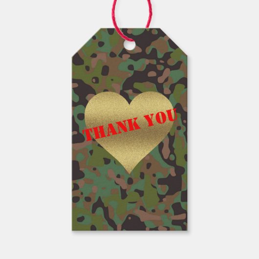 Gouden Hart GI Camouflage Party Cadeau Labels Cadeaulabel (Voorkant)