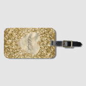 Gouden Hart Glitter Gepersonaliseerd Bagagelabel (Voorkant (horizontaal))