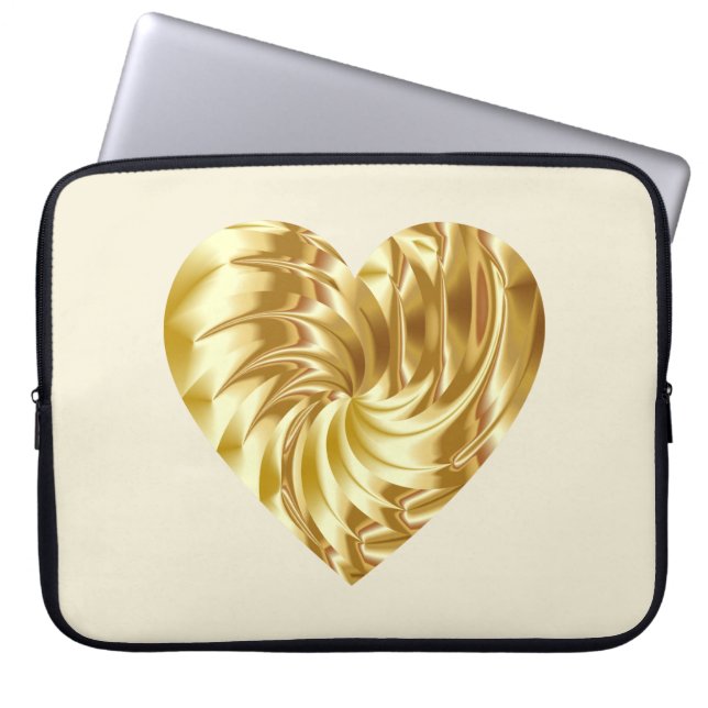 Gouden Hart (Gouden Vorm van Liefde) Laptop Sleeve (Voorkant)