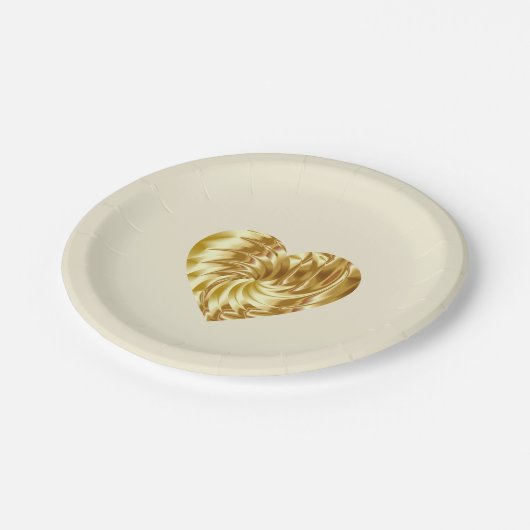 Gouden Hart (Gouden Vorm van Liefde) Papieren Bordje (Gekanteld)