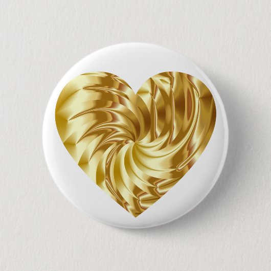 Gouden Hart (Gouden Vorm van Liefde) Ronde Button 5,7 Cm (Voorkant)
