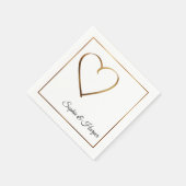 Gouden Hart & Grens met Namen op Wit Servet (Hoek)