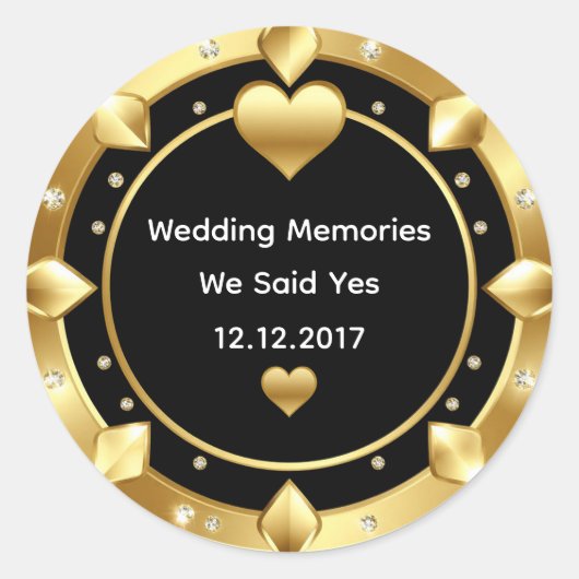 Gouden Hart Huwelijksviering ✨ Ronde Sticker (Voorkant)