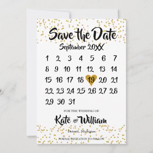 Gouden Hart Kalender Save The Date (Voorkant)