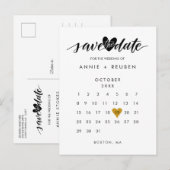 Gouden Hart Kalender Save the Date Aankondigingskaart (Voorkant / Achterkant)