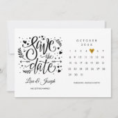 Gouden Hart Kalender Zwart en Wit Save The Date (Voorkant)