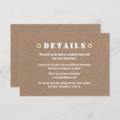 Gouden hart karton bruiloft details insert kaart (Voorkant / Achterkant)