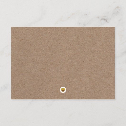 Gouden hart karton bruiloft details insert kaart (Achterkant)