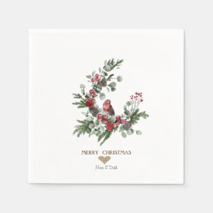 Gouden Hart,Krans Rode Kardinaal Kerst Servet