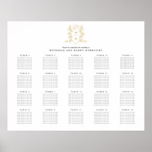 Gouden hart kroon bruiloft 20 tafel zitplaatsen gr poster