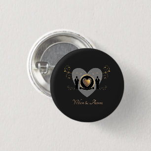 Gouden hart mannelijke bruiloft BUTTON