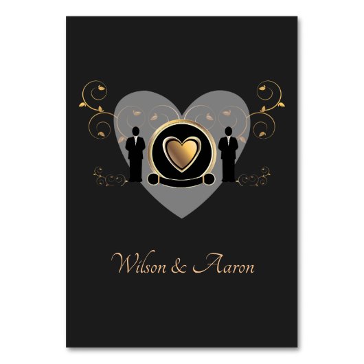 Gouden hart mannelijke bruiloft | Tabelnummer Kaart (Achterkant)