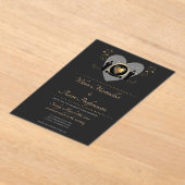 Gouden Hart Mannelijke Huwelijk Acryl Uitnodigingen (Laagn)