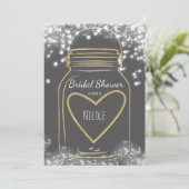 Gouden Hart Mason Jar & Sparkle Lights ELKE KLEUR Kaart (Staand voorkant)