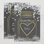 Gouden Hart Mason Jar & Sparkle Lights ELKE KLEUR Kaart (Voorkant / Achterkant)
