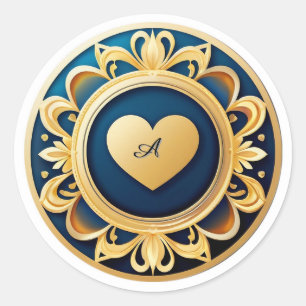 Gouden Hart Medaillon Ronde Sticker