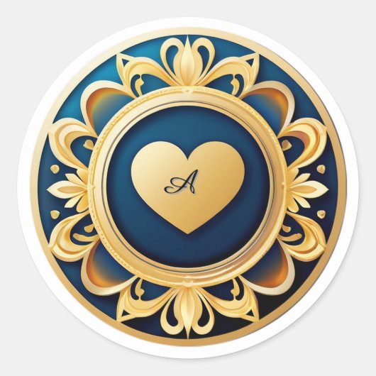Gouden Hart Medaillon Ronde Sticker (Voorkant)