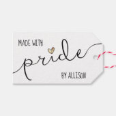 Gouden Hart Met Trots Gemaakte LGBTQ Ambachtskunst Cadeaulabel (Voorkant (Horizontaal))