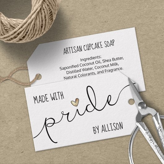 Gouden Hart Met Trots Gemaakte LGBTQ Ambachtskunst Cadeaulabel