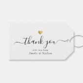 Gouden Hart Modern Script Elegante bruiloft Cadeaulabel (Voorkant (Horizontaal))