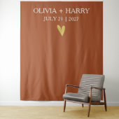 Gouden Hart Moderne Minimalistische Bruiloft Achte Wandkleed (In situ)