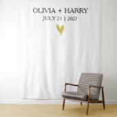 Gouden Hart Moderne Minimalistische Bruiloft Achte Wandkleed (In situ)