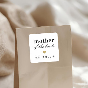 Gouden Hart Moeder van de Bruid Cadeau Vierkante Sticker