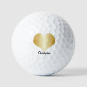 Gouden Hart Ontwerp Persoonlijk Gemaakt Golfballen (Voorkant)