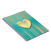 Gouden Hart op Turquoise Plaid Notitieboek (Rechterzijde)