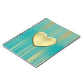 Gouden Hart op Turquoise Plaid Notitieboek (Linkerzijde)
