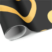 Gouden Hart Op Zwarte Achtergrond Inpakpapier (Rol Hoek)