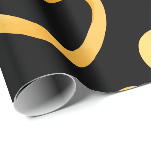 Gouden Hart Op Zwarte Achtergrond Inpakpapier (Rol Hoek)