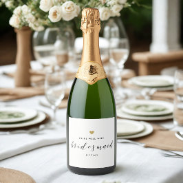 Gouden Hart Past Goed bij Bruidsmeisje Plichten Sparkling Wijnetiket