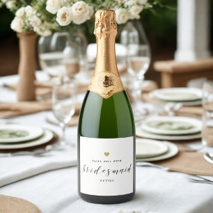 Gouden Hart Past Goed bij Bruidsmeisje Plichten Sparkling Wijnetiket