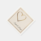 Gouden Hart & Rand met Namen op Cream Servet (Hoek)