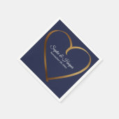 Gouden Hart Rond Details, op Navy Blue Servet (Hoek)