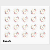 gouden hart roze bloem elegant monogram ronde sticker (Vel)