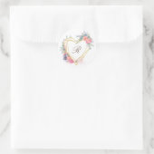gouden hart roze bloem elegant monogram ronde sticker (Tas)