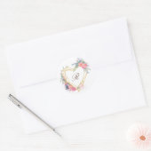 Gouden Hart Roze Bloemen Elegant Monogram Ronde Sticker (Envelop)