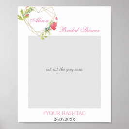 Gouden Hart Roze Bloemige Bruidsdouche Foto Requis Poster