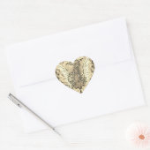 Gouden Hart Rozen Angel Wings Monogram Hart Sticker (Envelop)
