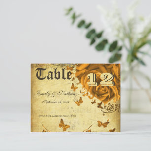 Gouden Hart Rozen en Vlinders Tafelnummer