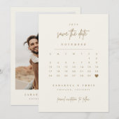 Gouden Hart Save The Date Agenda Fotokaart (Voorkant / Achterkant)