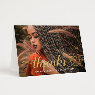 Gouden Hart Script Afstudeer Foto Bedankt Folie Wenskaart