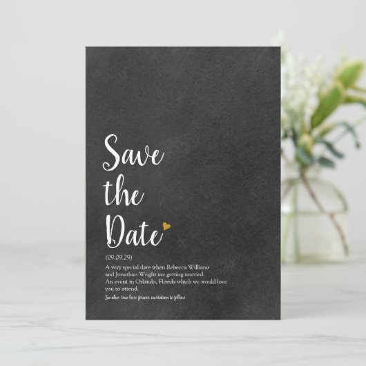 Gouden Hart Script Bewaar de datum Definitie Save The Date (Staand voorkant)